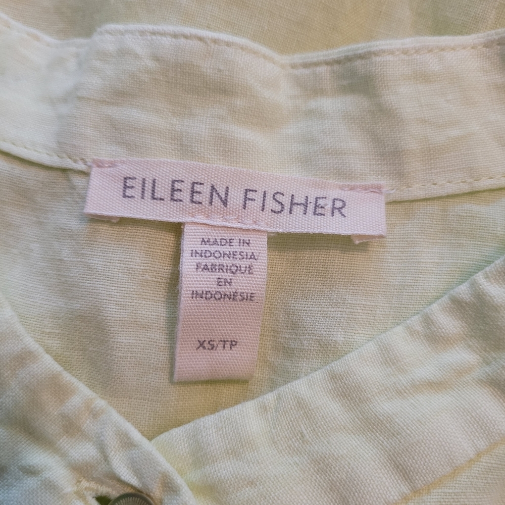 Eileen Fisher Organic Linen Sleeveless Shirt Yellow XS Button Down - Picture 4 of 6